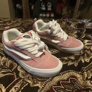 Vans Blush Pink and White Low-Top Sneakers